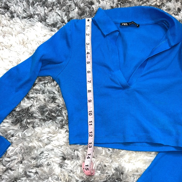 Zara Cropped Long Sleeve Polo Shirt - Picture 5 of 7